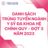 DANH SÁCH TRÚNG TUYỂN NGÀNH Y SỸ ĐA KHOA HỆ CHÍNH QUY - ĐỢT 3 NĂM 2023